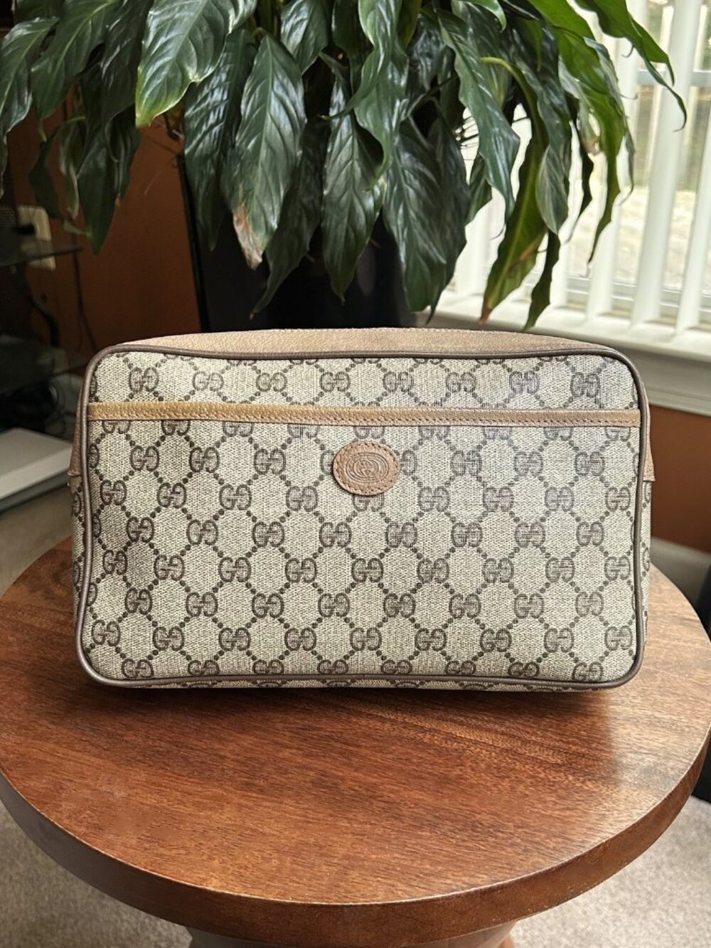 GUCCI GG Monogram Pouch, Tan, Taupe